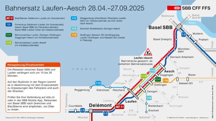 Doppelspur Grellingen Duggingen Karte Bahnersatz_SBB CFF FFS_4 24