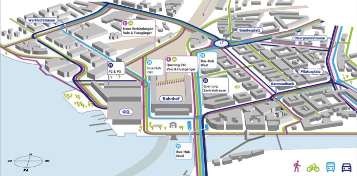 Infografik Zielbild 2040 Gesamtverkehrskonzept Raum Bahnhof_Kanton Luzern_1 7 24