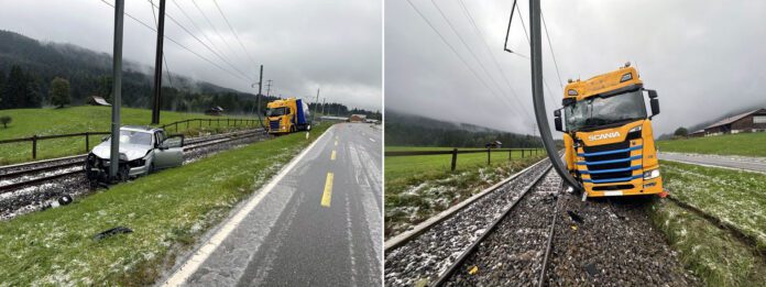 Gais Auto LKW prallen Fahrleitungsmasten AB_Kapo AR_13 9 24