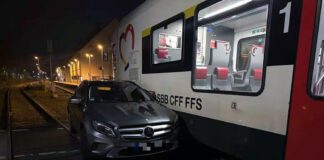 Riehen Auto kollidiert SBB FLIRT_Kapo BS_7 2 25